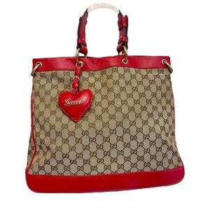Gucci Red and Brown Tote Bag